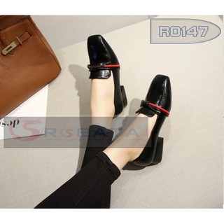 Giày búp bê nữ đẹp rosata đế cao 3cm hai màu đen nâu ro147