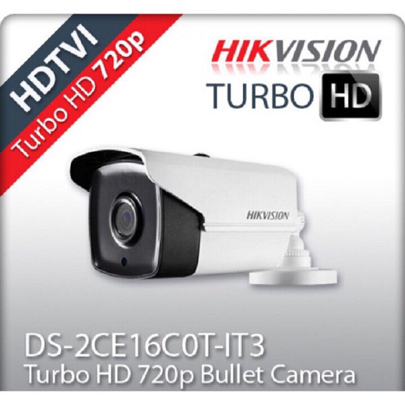 Camera TVI HIKVISION DS-2CE16C0T-IT3, Chống nước tuyệt đối , hồng ngoại siêu xa , Chuyên dụng cho đầu ghi camera