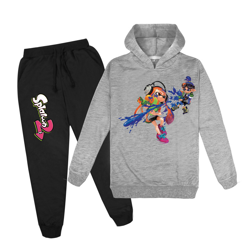 【JD】Quần Áo Trẻ Em Máy Bay Chiến Đấu Phản Lực Splatoon Nam In Áo Hoodie Áo Phù Hợp Với Áo LenY089Bé Trai