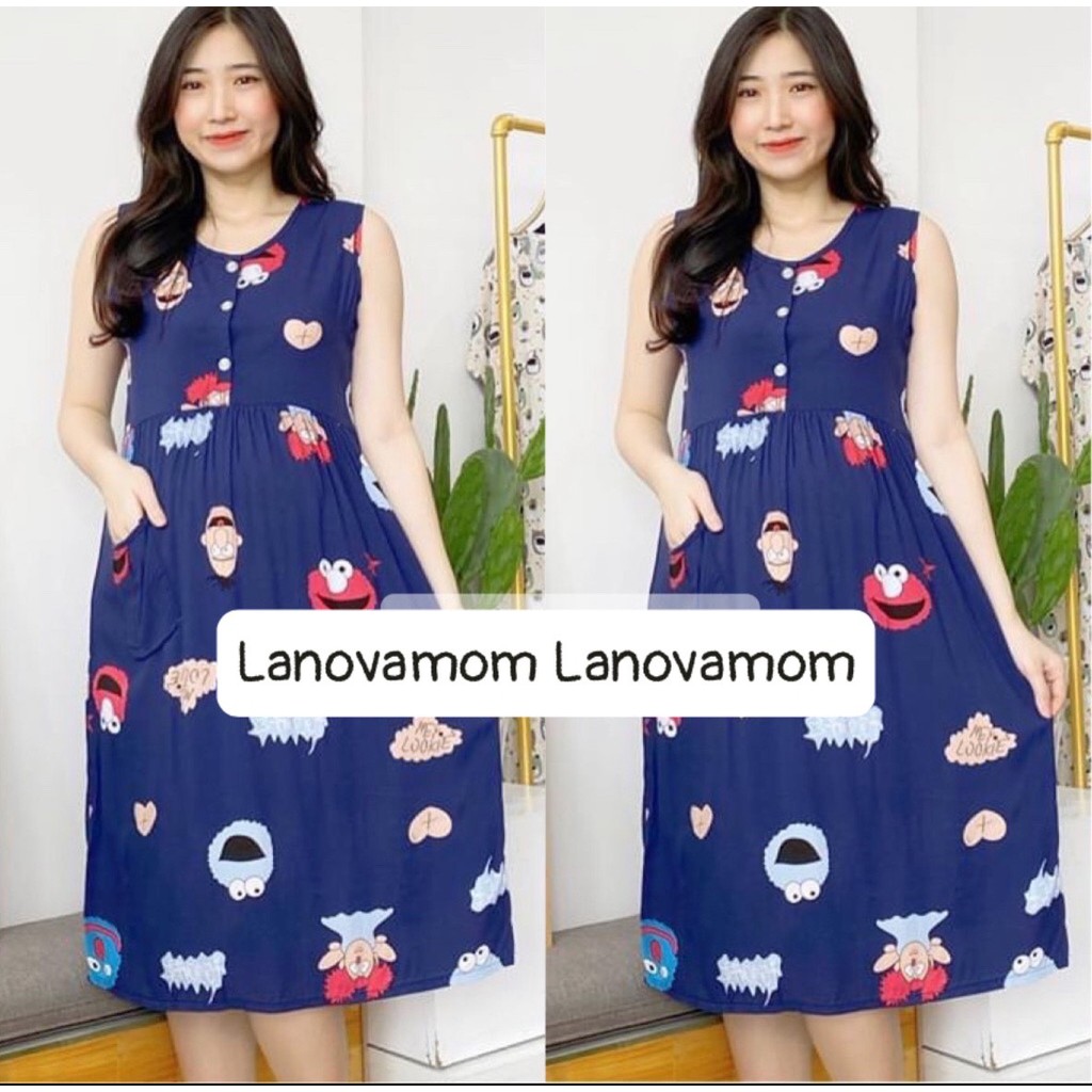 Váy bầu lanh 4 khuy kiểu dáng trẻ trung_chất lanh đanh mịn V4K