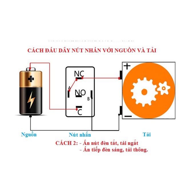 Nút kim loại nhấn giữ 16mm chống nước cao cấp có đèn báo nguồn 12V