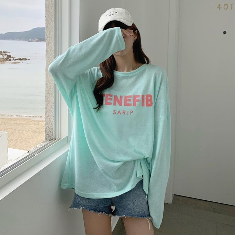 Áo Thun Nữ Tay Dài Dáng Rộng Phong Cách Hàn Quốc