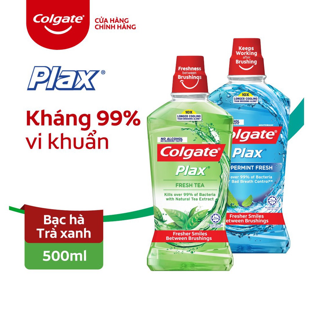 [Mã FMCGCO5 giảm 8% đơn 250K] Nước súc miệng Colgate kháng 99% vi khuẩn Plax 500ml/chai