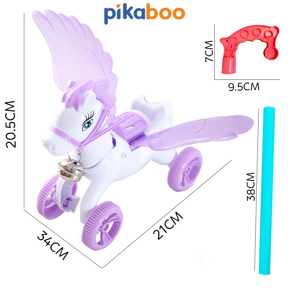 (Summer Sale 50%) Đồ chơi xe đẩy Pikaboo hình con ngựa, xe kem, kì lân ngộ nghĩnh, chuyển động vui mắt và có âm thanh
