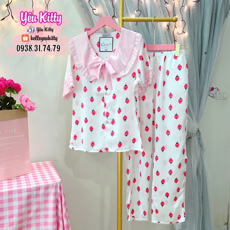 [Siêu hot] [Ảnh thật] Đồ bộ pijama - Bộ ngủ lụa SATIN tay ngắn quần dài