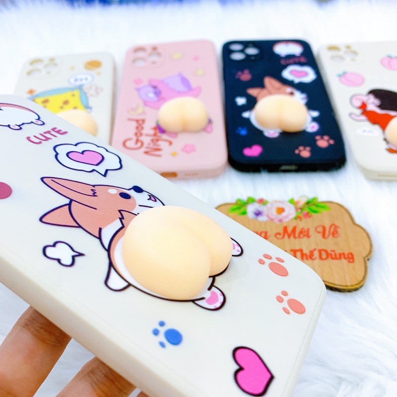 Ốp lưng iPhone 12pro 12promax 11 11promax xsmax cusin mông trái đào cạnh vuông