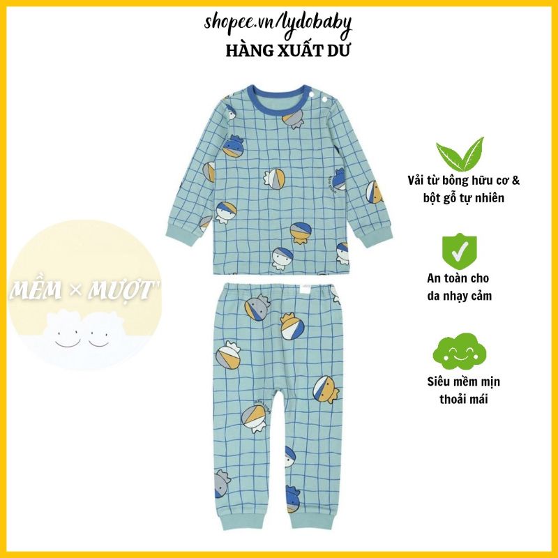 Bộ đồ quần áo dài tay cotton mùa thu đông cho bé trai và bé gái hàng xuất Hàn dư size 1 tuổi 10kg 11kg 12kg