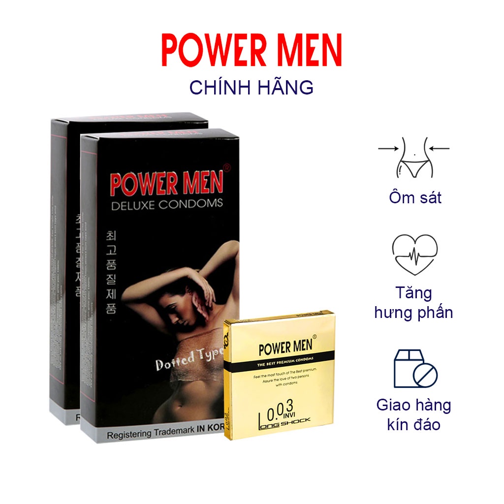 Bao cao su POWERMEN Dotted hộp 12 chiếc - Combo 2