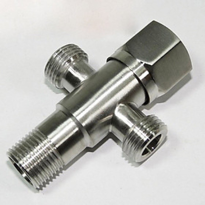 Van chia nước cho vòi xịt vệ sinh và bồn cầu, Van tê khóa 3 ngả INOX 304
