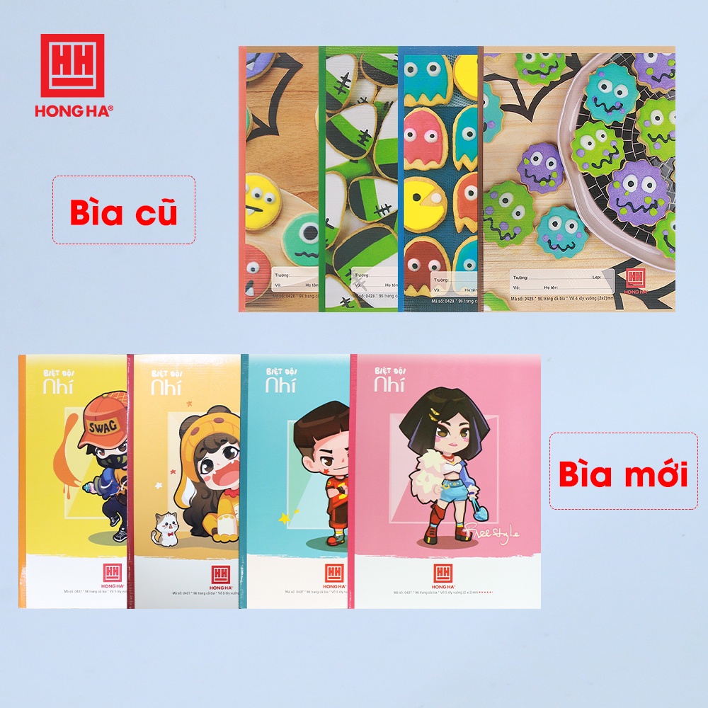 Vở 4 ô ly 96 trang Hồng Hà Class Monster 0428 | Vở học sinh miền Trung - Nam (10 quyển)