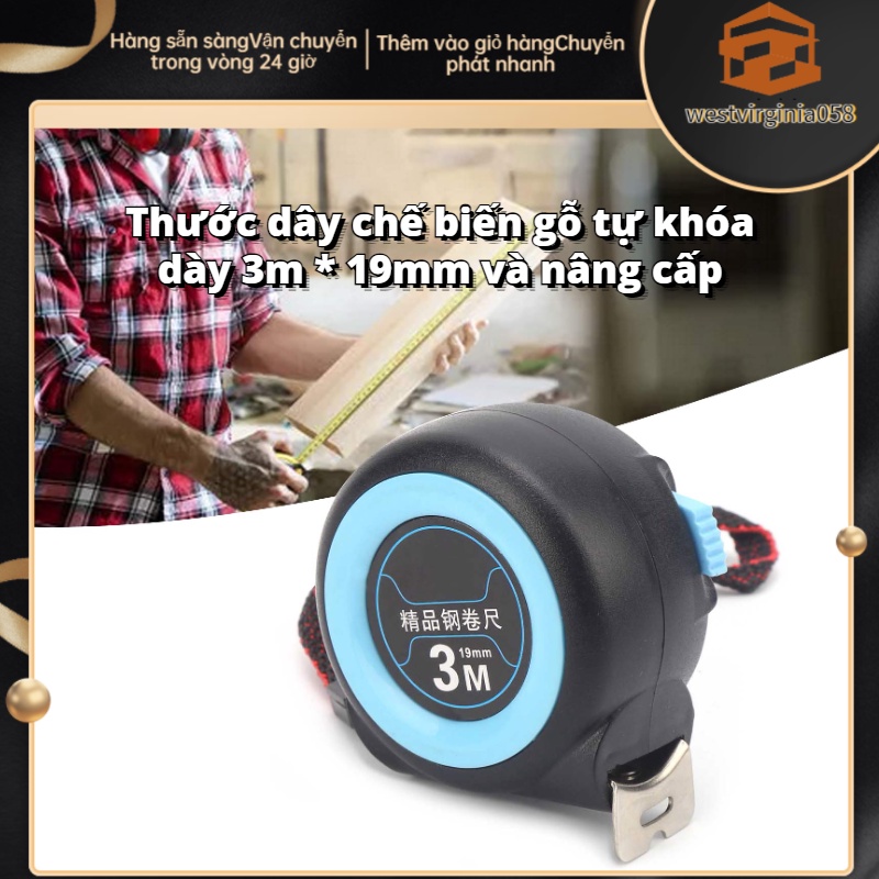 💯Hàng Hot😁 Thước cuộn 3m x 19mm dày dặn có thể thu vào, thước dây chế biến gỗ chính xác có khóa 💖Hàng giao ngay💖Westvirginia058