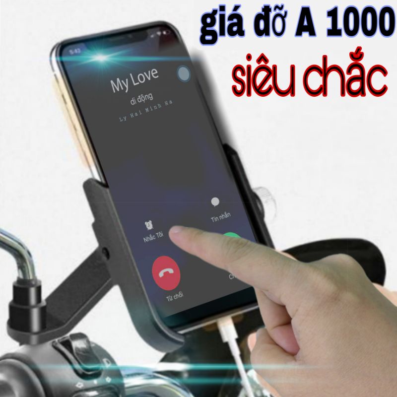 [loại 1]giá đỡ điện thoại trên xe máy kim loại A1000 siêu chắc