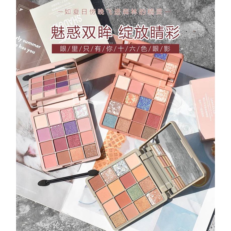 [Hàng mới về] Bảng phấn mắt 16 màu lì/nhũ lên màu cực chuẩn