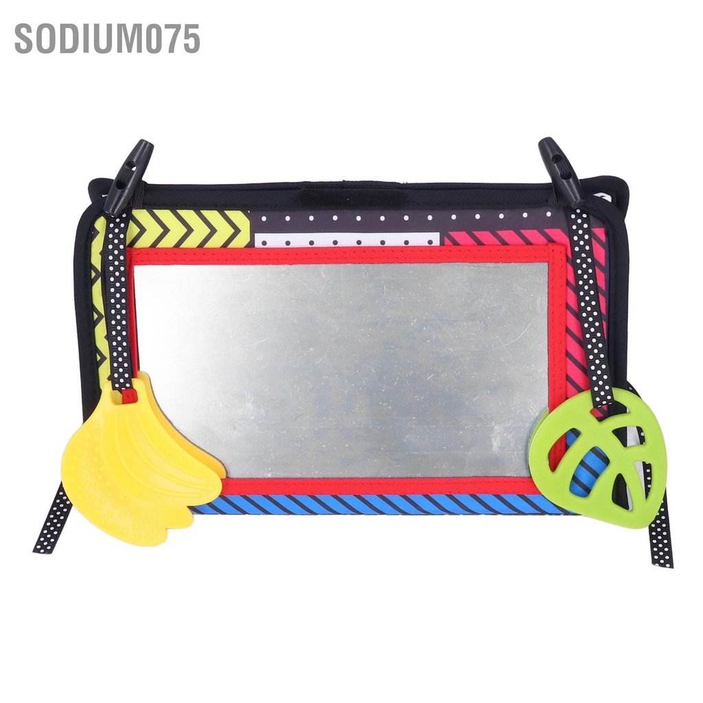 Sodium075 Sách vải mềm dành cho bé có độ tương phản cao với Gương thời gian nằm sấp trẻ sơ sinh chập chững biết đi