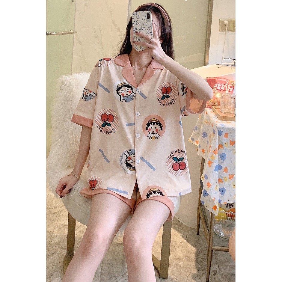 Bộ Ngủ Pyjama Cotton Ngắn Tay Korea Hè 2021