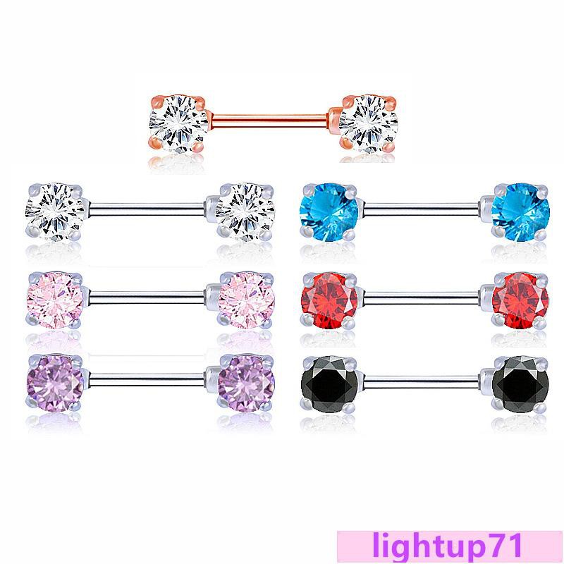 Khuyên Nhũ Hoa Đính Đá Zircon Màu Hồng Vàng 7 mm Thời Trang