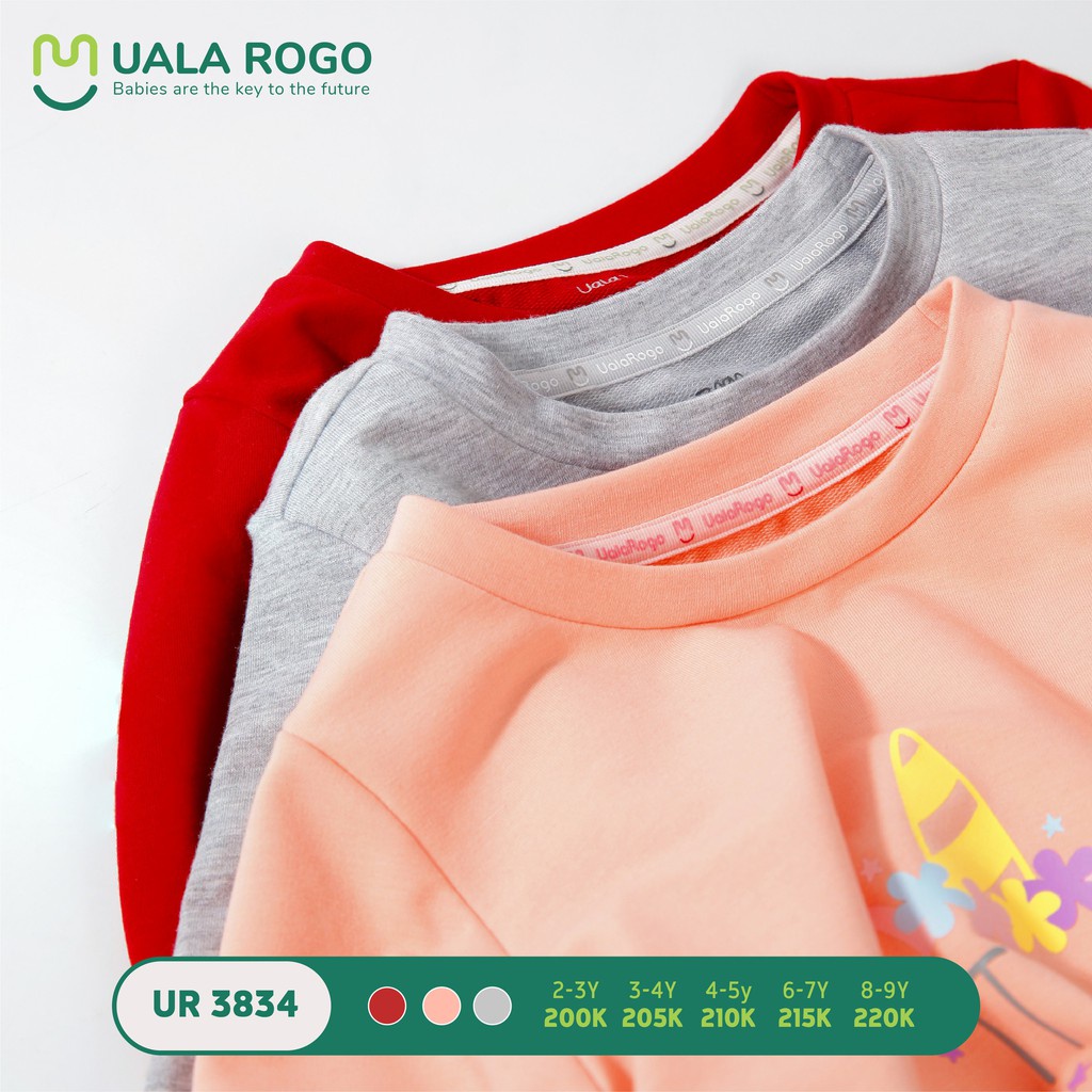 Áo váy nỉ có mũ hoodie cầu vồng bé gái cao cấp UalaRogo 3833