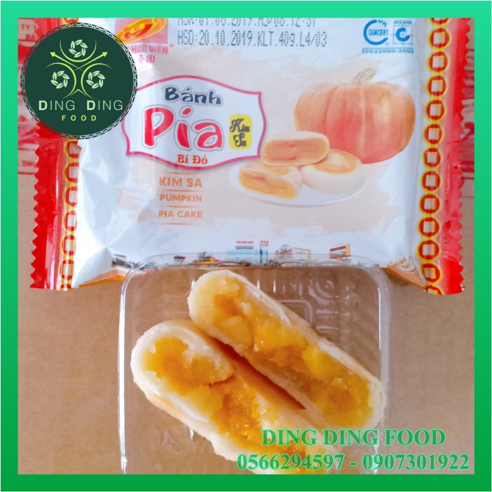 Bánh Pía Kim Sa Bí Đỏ Tan Chảy 480g, bánh pía kim sa chay không trứng muối [TÚI 12 BÁNH] - DING DING FOOD