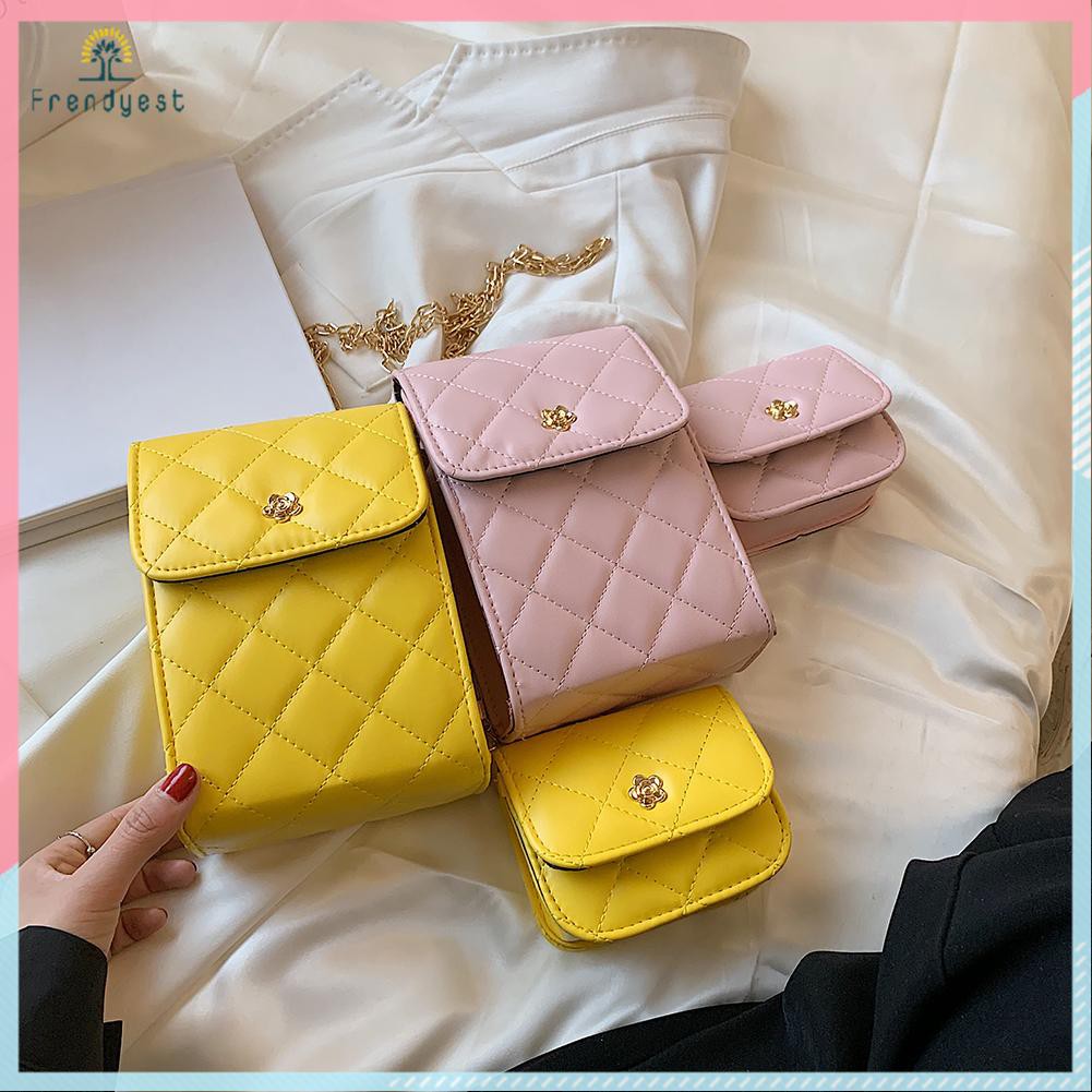 Retro Women PU Lattice Pattern Composite Bags Mini Crossbody Bag Flap Purse