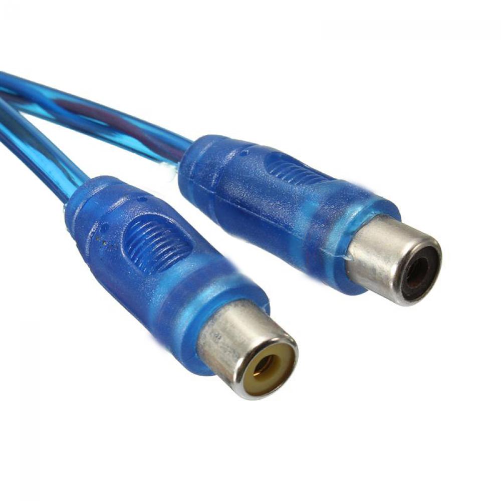 YEW Sale Audio Cable Practical 1 RCA Male To 2 Female Y Adapter Wire  New Blue Hot Splitter Stereo Connector