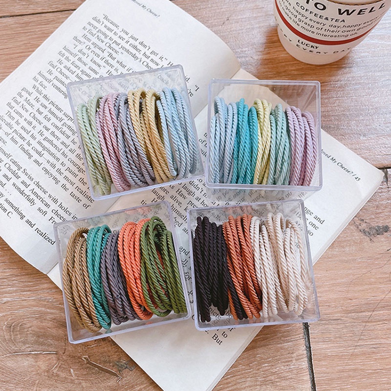 Set 50 Dây Buộc Tóc Co Giãn Nhiều Màu Sắc Ngọt Ngào Cho Nữ