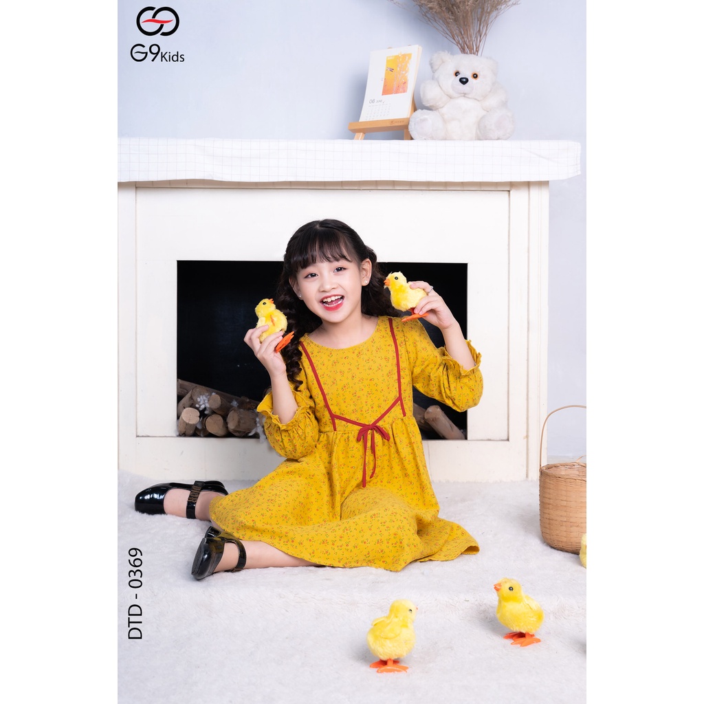 Váy bé tay dài 0369 G9moza với chất liệu Nhung tăm