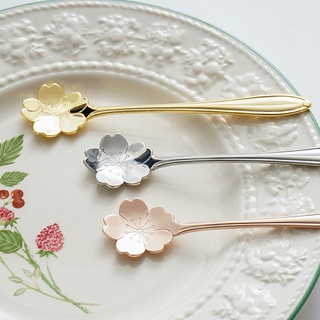 Muỗng, Thìa Khuấy Đồ Uống Inox Không Gỉ Hình Hoa Hồng Sakura Flower (lẻ 1 cái)