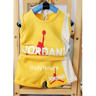 Bộ ba lỗ/sát cánh bé trai cotton dày dặn, quần ngắn lưng thun, họa tiết mạnh mẽ, màu vàng cam phối trắng bắt mắt,11-24kg