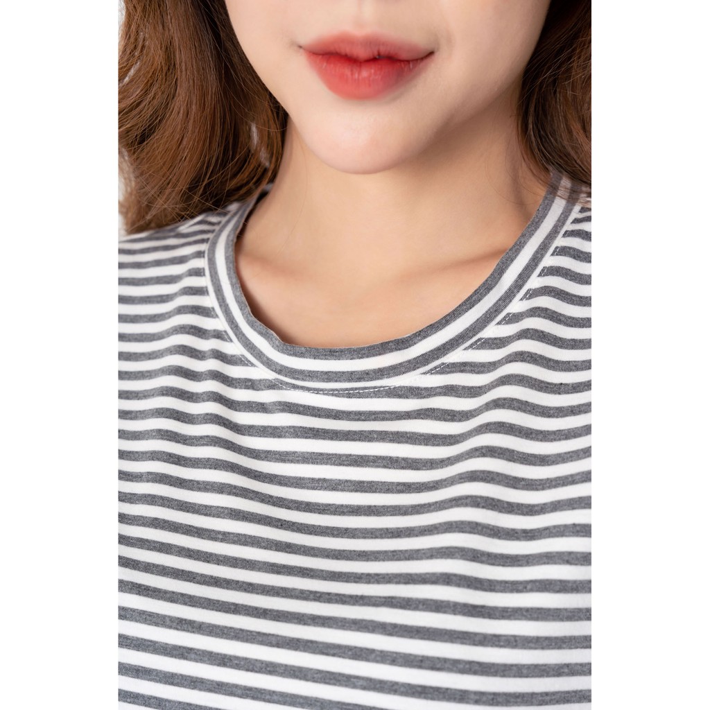 Áo phông Yody nữ kẻ ngang lơ vê mềm mịn PPN4260 | BigBuy360 - bigbuy360.vn