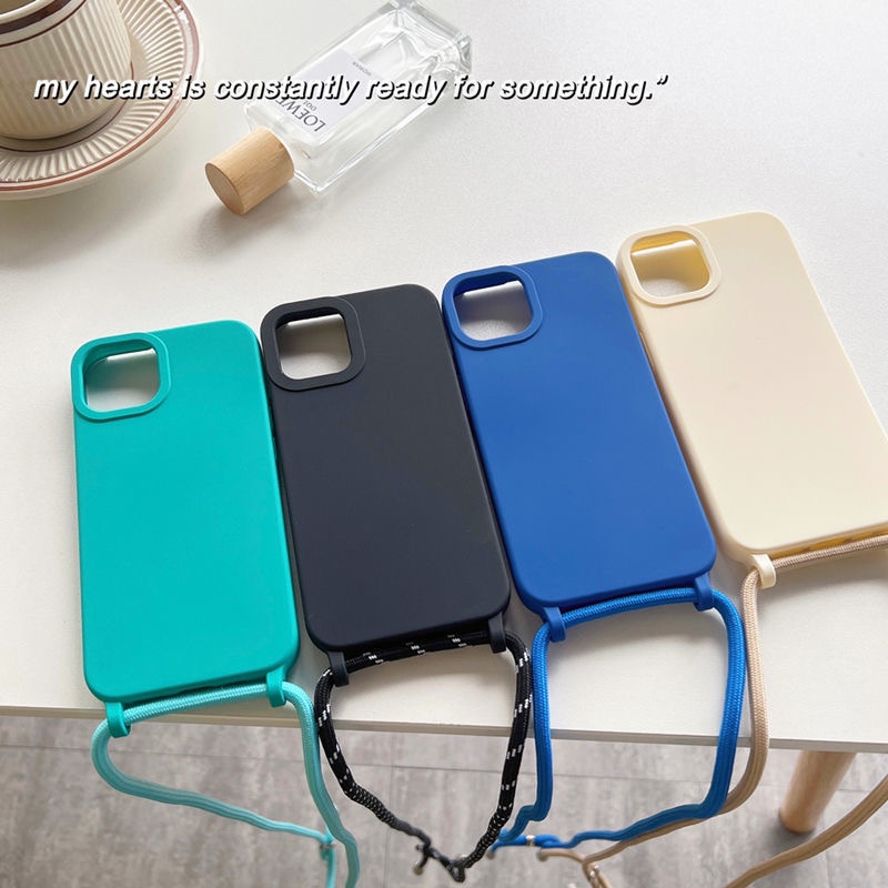 Ốp Điện Thoại Silicon Mềm Đục Chống Thất Lạc Có Dây Đeo Cho iPhone 13 12 11 Pro X XS MAX XR 7 8 Plus