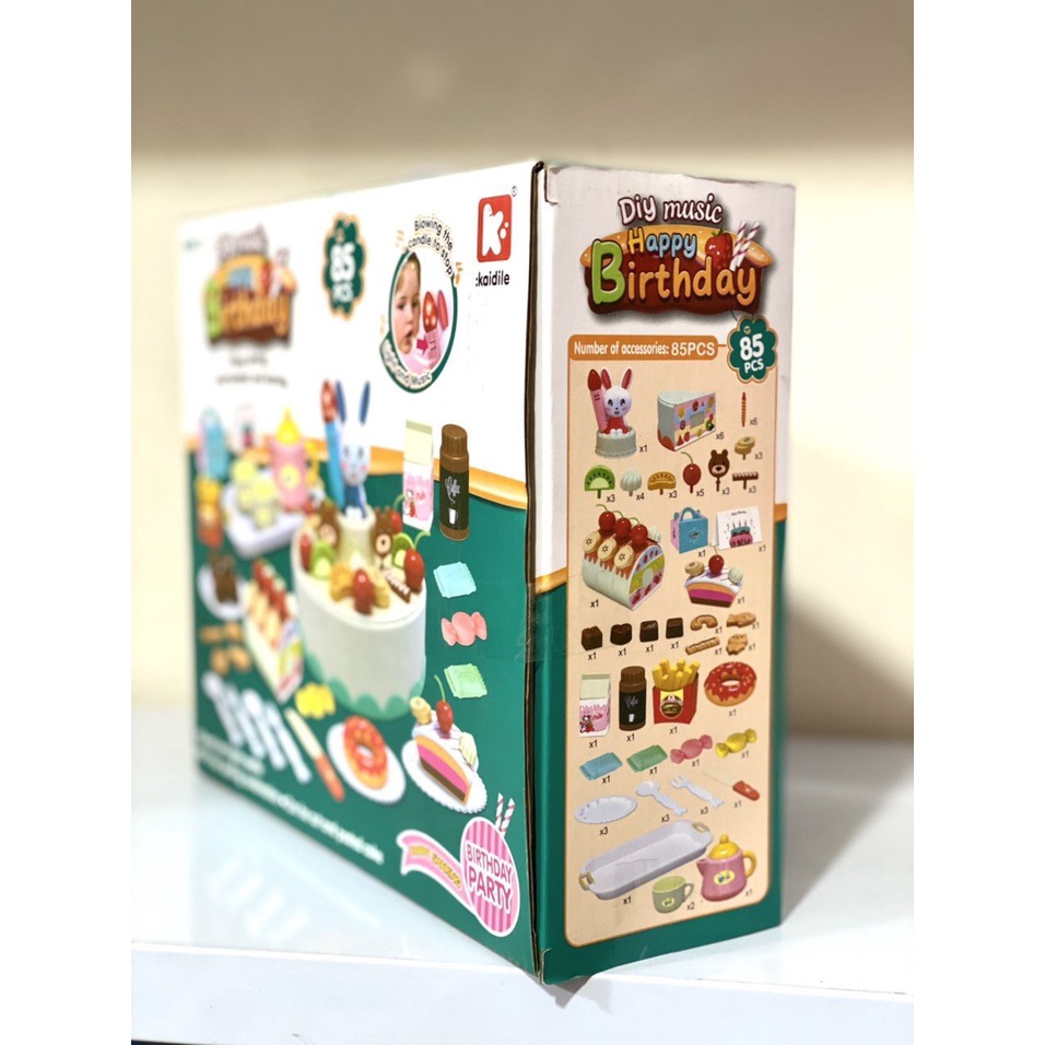 Đồ chơi cắt bánh sinh nhật 85 chi tiết có đèn và nhạc  loại 1 cao cấp