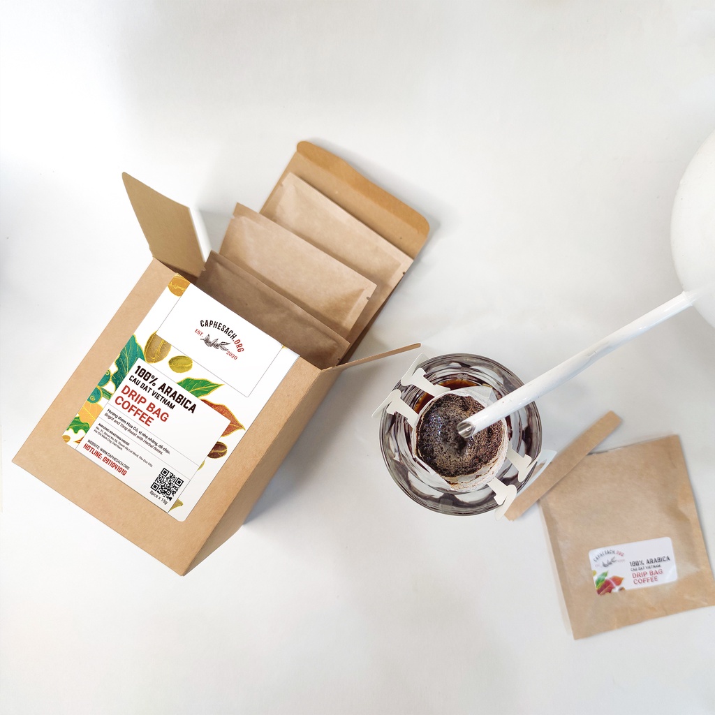 Cà phê túi lọc Drip bag - Arabica Light Roast - Hộp 8 gói Caphesach.org