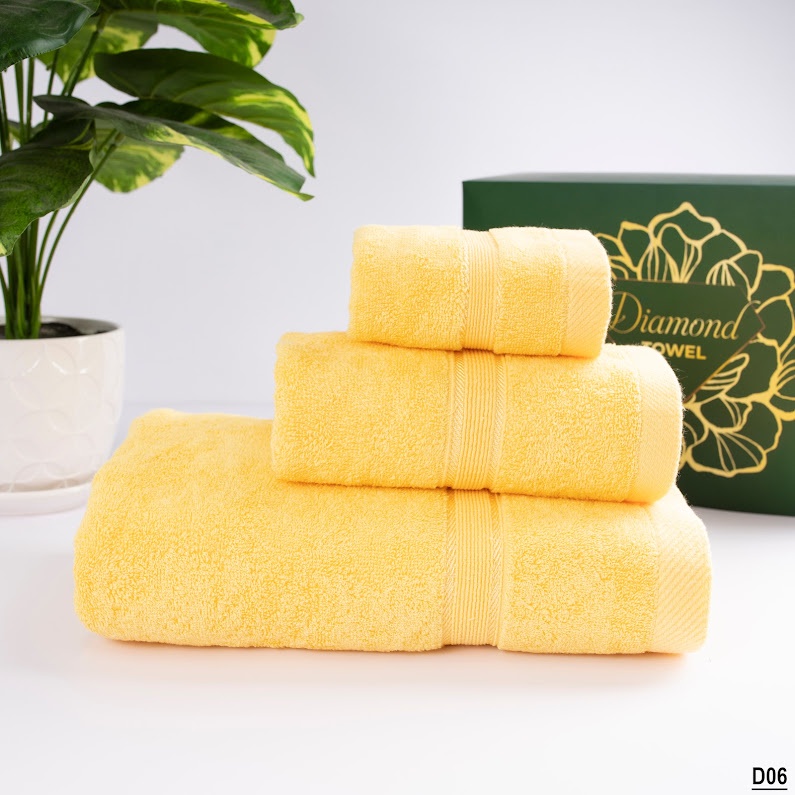 Khăn tắm gội mặt cao cấp Diamond với sợi bông cotton siêu dày thấm hút tốt, không đổ lông, không ra màu