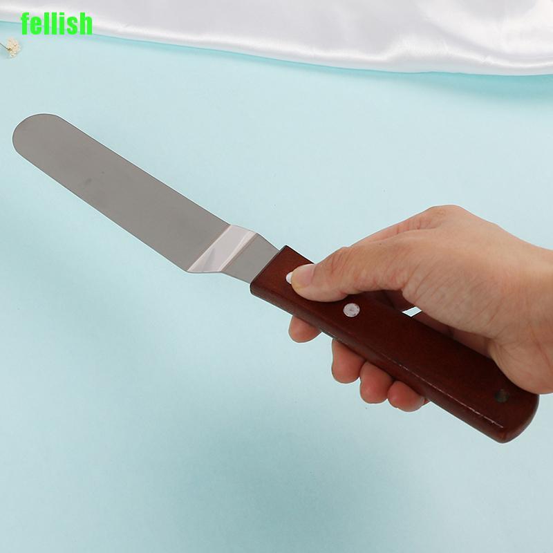 [FEL] Wooden Handle Stainless Steel Butter Cream Cake Spatula Smoother Icing Spreader Do