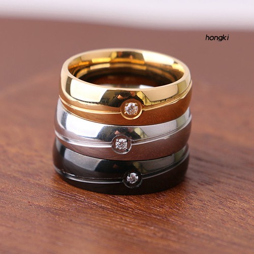 Nhẫn cưới chất liệu thép titan đính đá nhân tạo cỡ 6-11