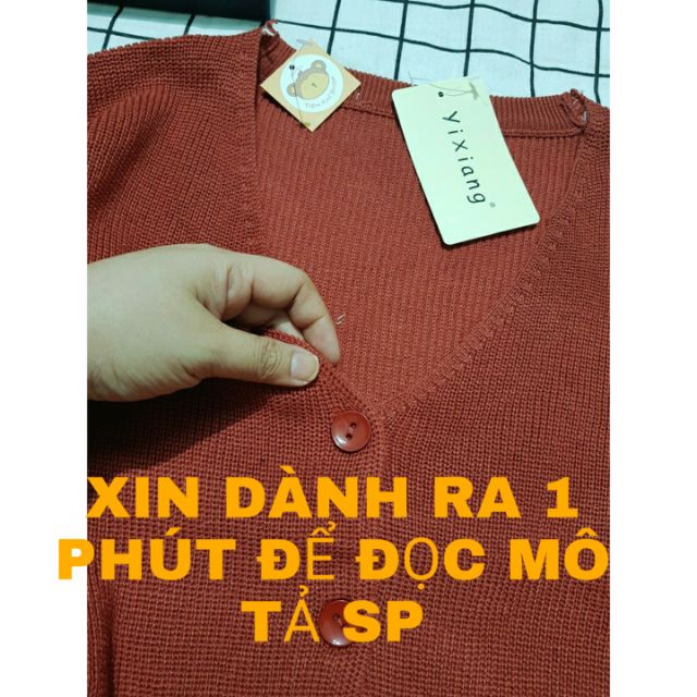 Áo khoác len mỏng cardigan TienKhi Shop cổ tim gài nút màu trơn KL02