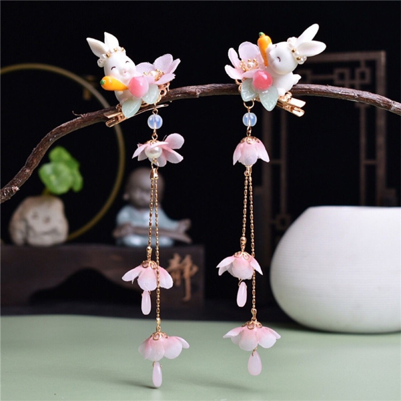 Trâm Cài Tóc Hình Thỏ Phong Cách Lolita Dễ Thương Cho Bé Gái