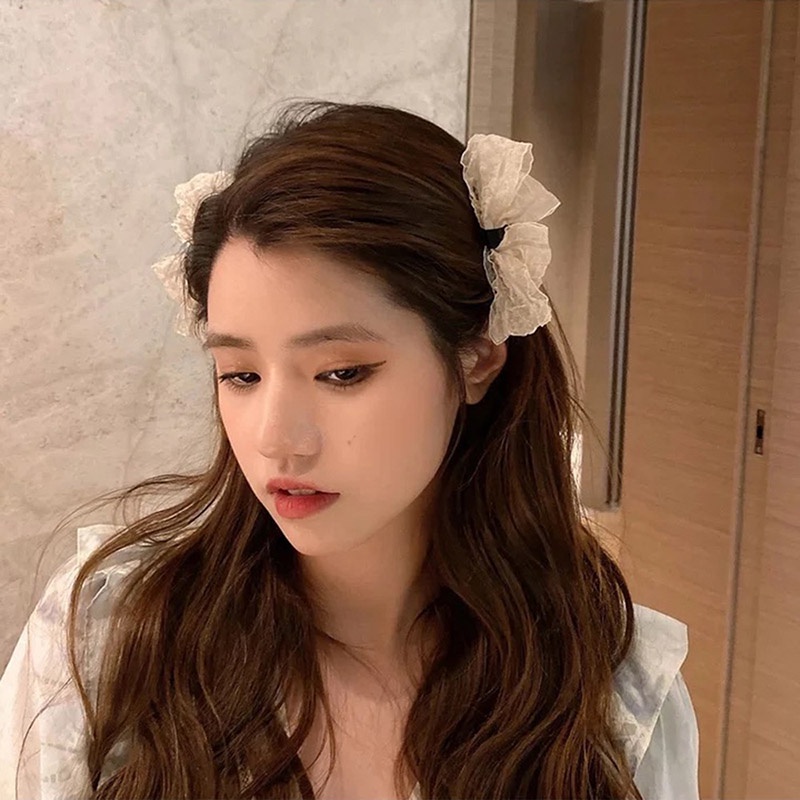 1 Cặp Kẹp Tóc Nơ Màu Đen Phong Cách Lolita