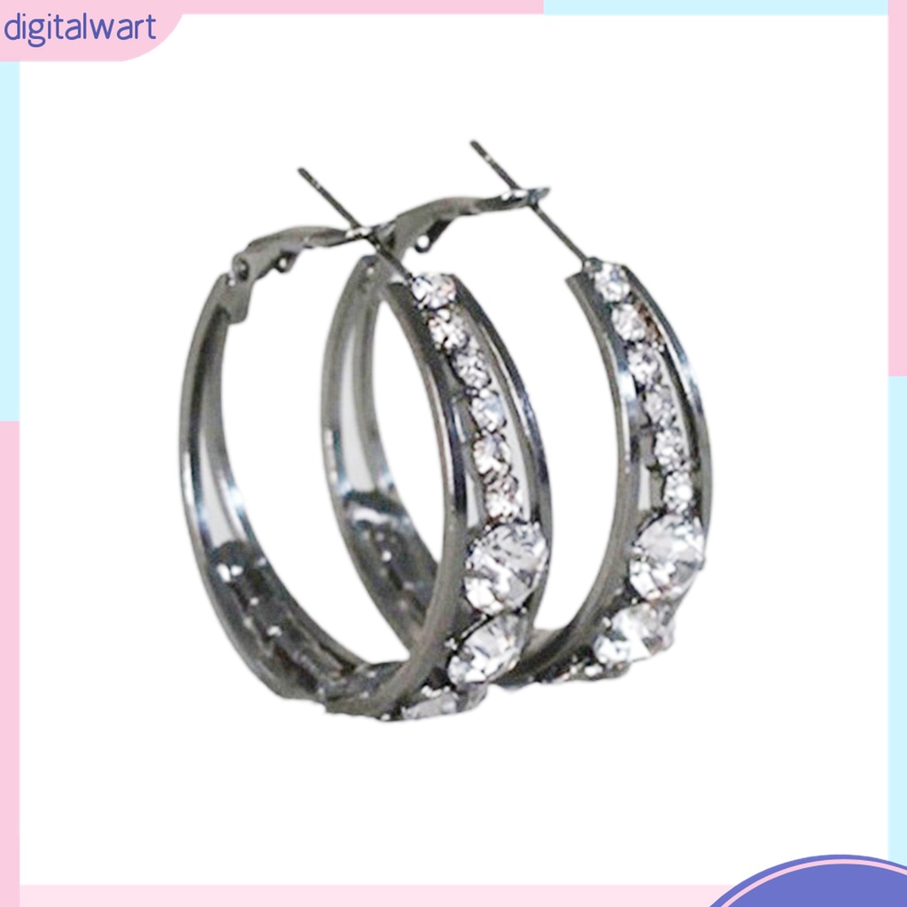 Bông Tai Tròn Đính Đá Lấp Lánh Quyến Rũ Dành Cho Nữ