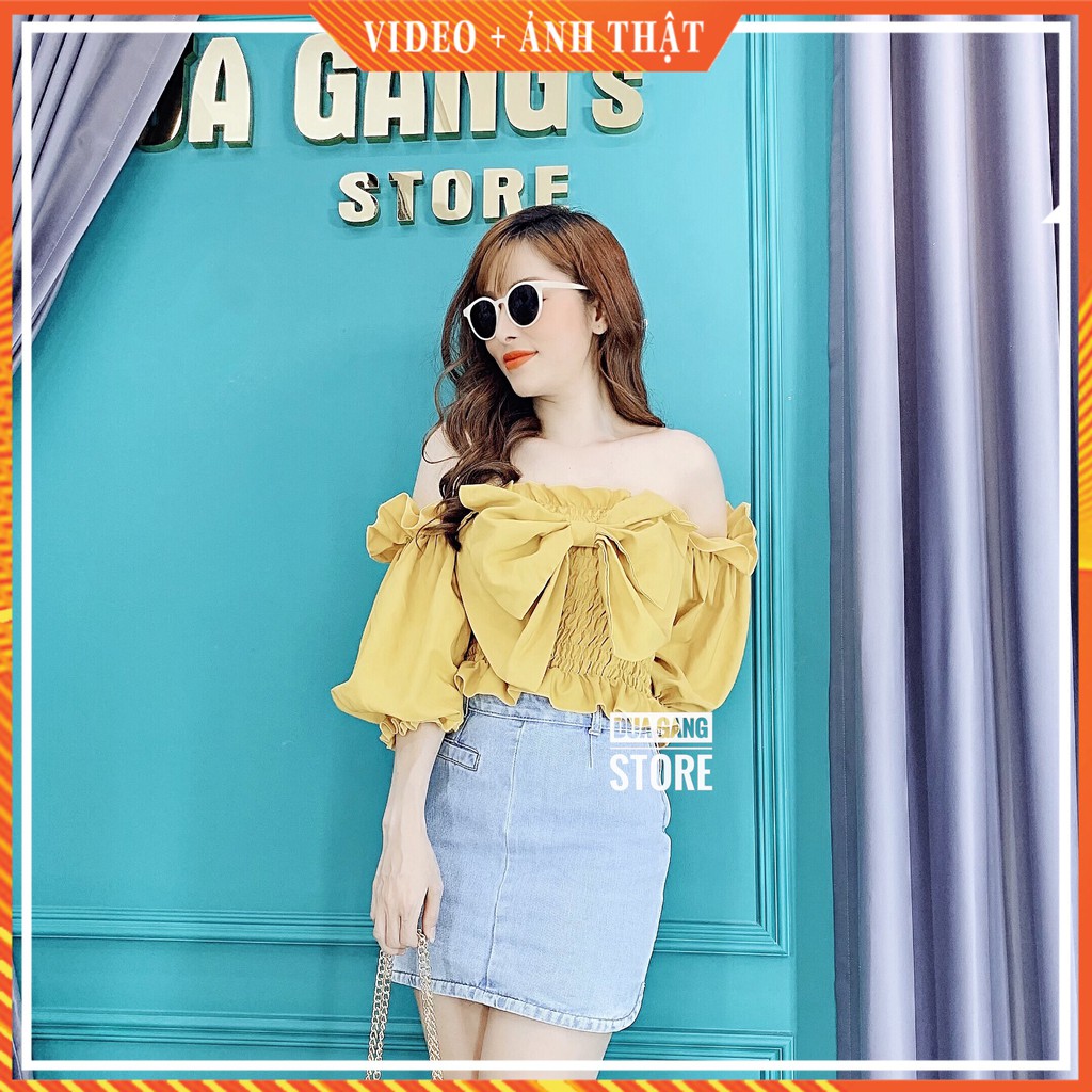 Áo croptop đính nơ xinh freesize nhiều màu Dưa Gang Store AN01 chính hãng | BigBuy360 - bigbuy360.vn