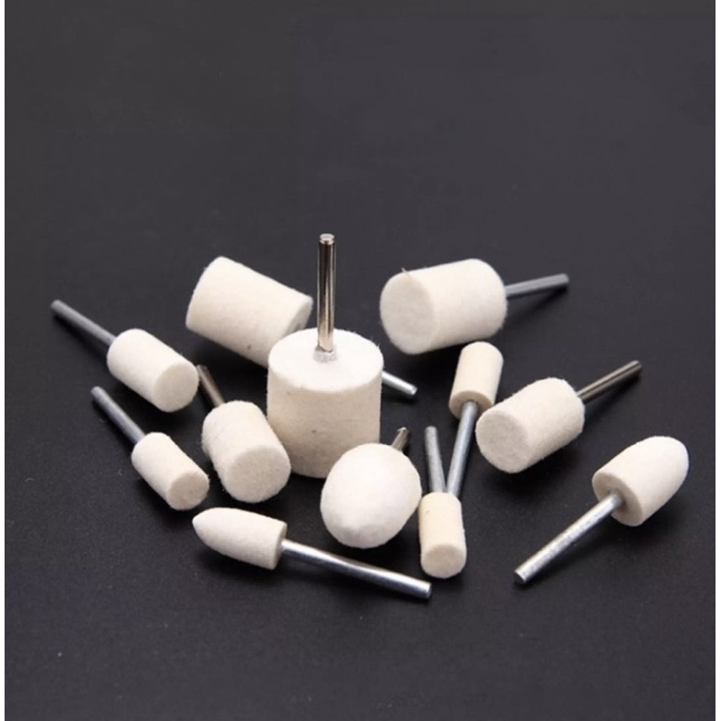 Đầu len đánh bóng trục 3mm / cán 3ly đánh bóng kim loại, trang sức, viền điện thoại