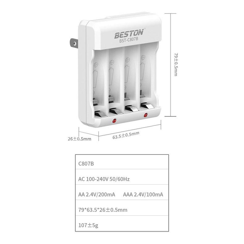 Sạc Pin AA AAA C807B Beston Kèm Pin Sạc Dung Lượng Cao Dùng Cho Micro, Remote, Đồ Chơi Trẻ Em, Loa, Đèn Pin