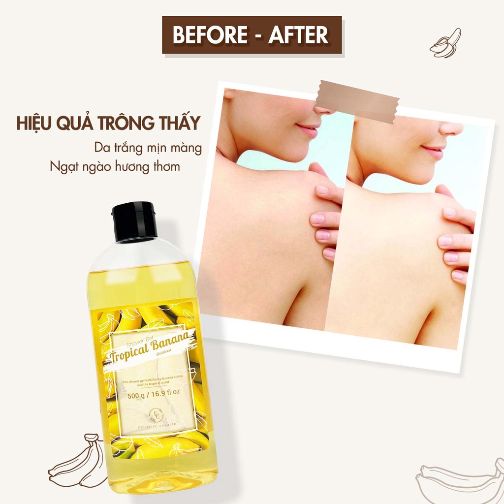 Sữa tắm Làm Mềm Da Exclusive Cosmetic Hương Chuối Nhiệt Đới Tropical Banana 500g