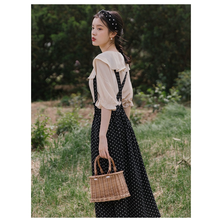 Đầm Hai Dây Họa Tiết Chấm Bi Phong Cách Pháp Thời Trang Mùa Hè Mới 2022 Cho Nữ