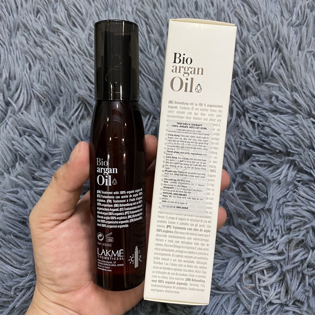 TINH DẦU DƯỠNG TÓC CHỐNG CHẺ NGỌN LAKME ARGAN K.THERAPY 125ML