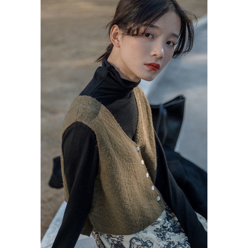 Áo sweater Dệt Kim Sát Nách Cổ Chữ v Phong Cách Harajuku | BigBuy360 - bigbuy360.vn