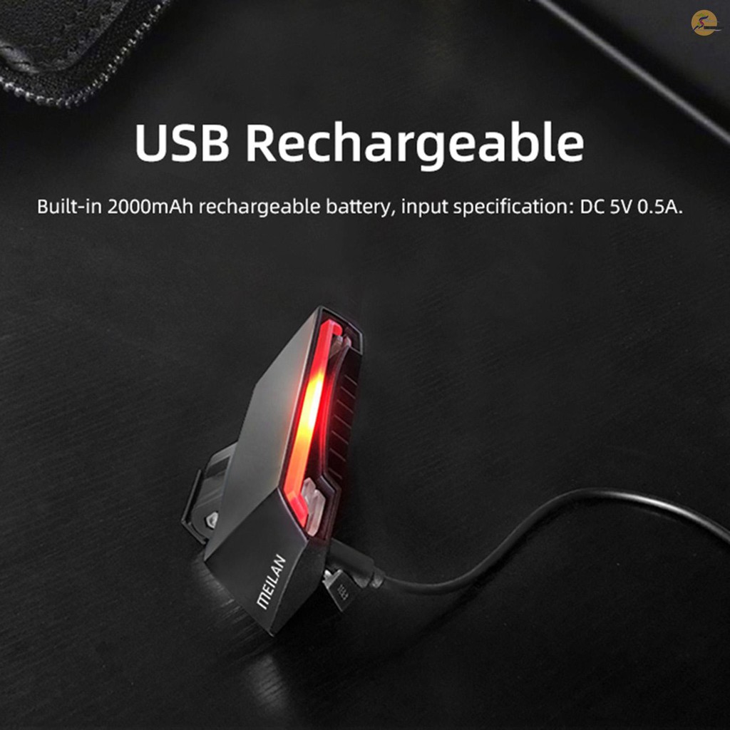 Đèn led tín hiệu xi nhan không dây gắn xe đạp Meilan X5 phía sau kèm phụ kiện sạc USB