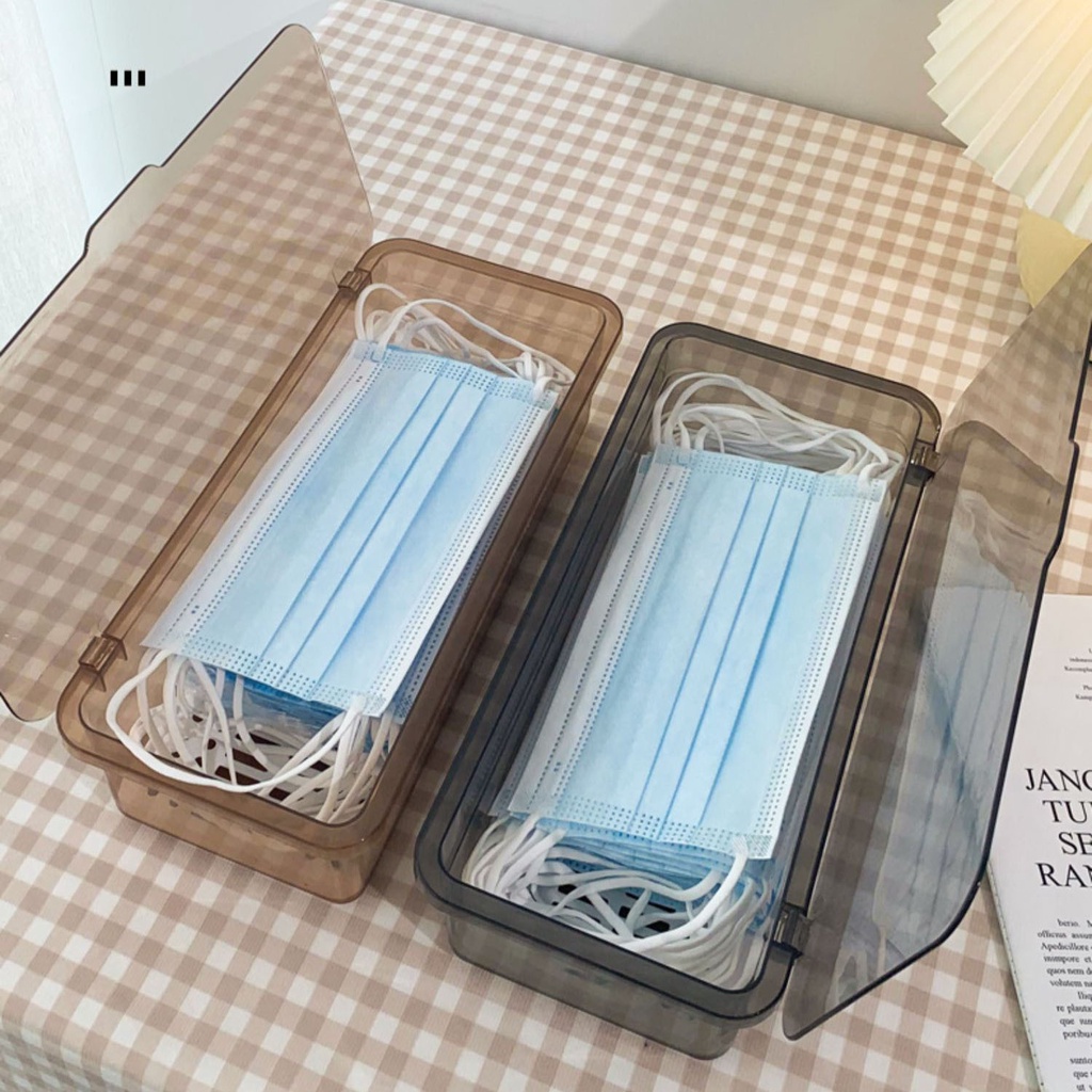 Hộp Đựng Khẩu Trang Có Nắp Trong Suốt Chống Bụi Đa Năng