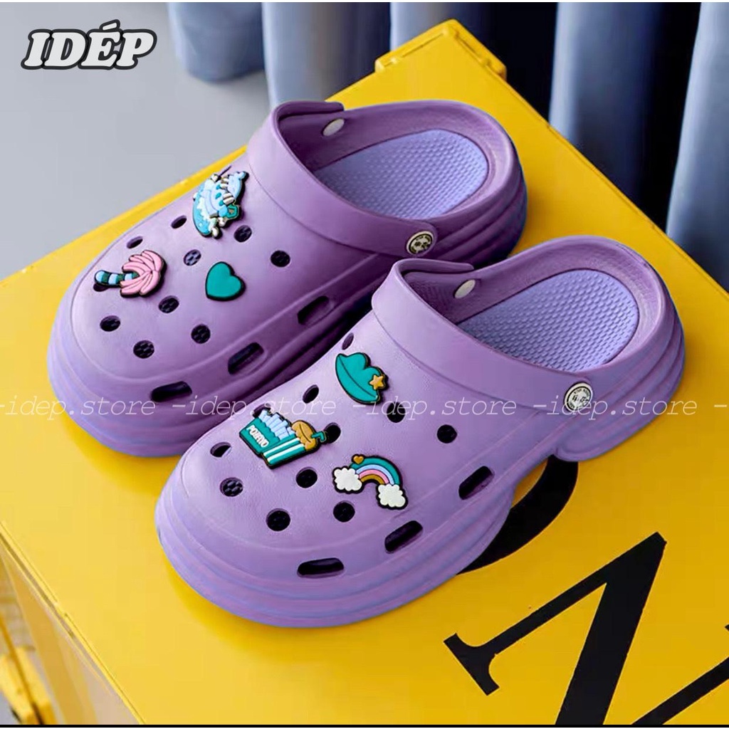 Dép sục CROSS nữ đế độn cao 4cm tăng chiều cao TẶNG 6 Stickers cute siêu nhẹ- Sục y tá đế bánh mì dày iDÉP SL062