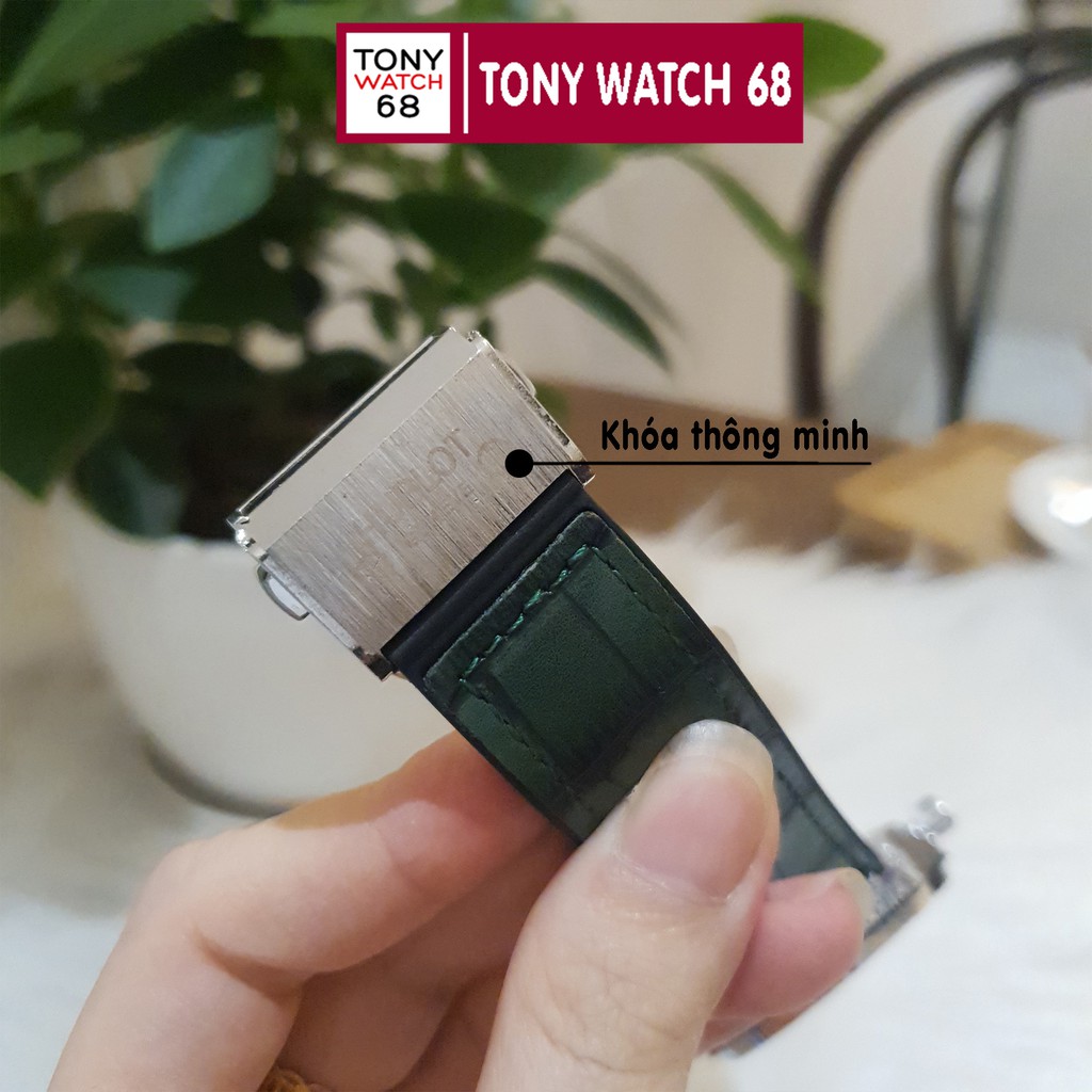 Đồng hồ nam Geneva dây cao su bọc da đính đá khóa thông minh chống nước | BigBuy360 - bigbuy360.vn